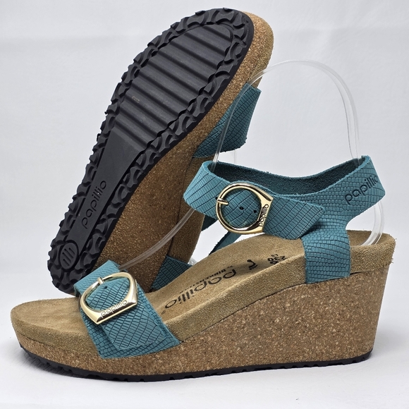 BIRKENSTOCK Soley Papillio Ring Buckle Leather Wedge Womens Size 5 Narrow New - Picture 1 of 10